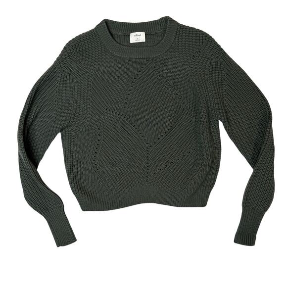Aritzia Wilfred Cozy Minimalist Oversized Knit Sweater Pullover Wool Green XS - Picture 1 of 5